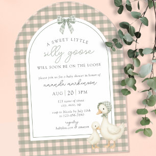 Sage Green Silly Goose Storybook Baby Shower Acrylic Invitations