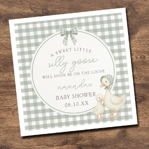 Sage Green Silly Goose Storybook Baby Shower Napkins