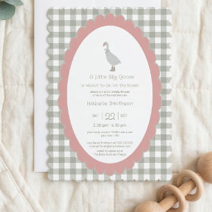 Sage Green Silly Little Goose Baby Shower QR Code  Invitation