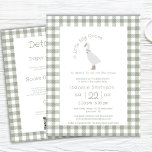 Sage Green Silly Little Goose Baby Shower QR Code  Invitation
