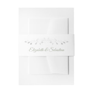 Sage Green Silver Flourish Elegant Wedding Invitation Belly Band