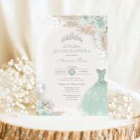 Sage Green Silver Quinceañera Boho 15th Birthday