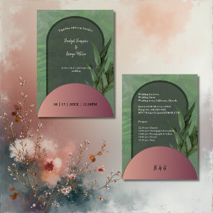 sage green simple boho chic wedding invitation