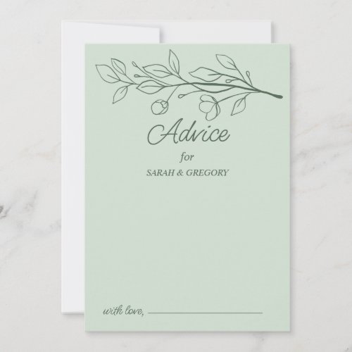 Sage Green Simple Boho Floral Wedding Advice Invitation
