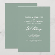 SAGE GREEN SIMPLE CALLIGRAPHY WEDDING INVITE