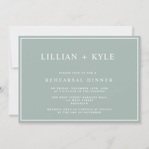 Sage Green Simple Chic Rehearsal Dinner Invitation