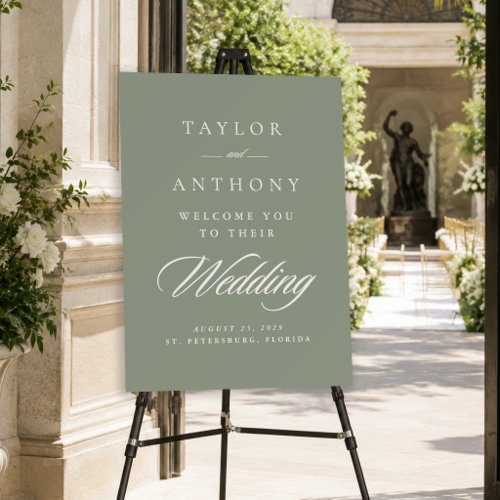 Sage Green Simple Elegant Modern Minimal Wedding  Foam Board