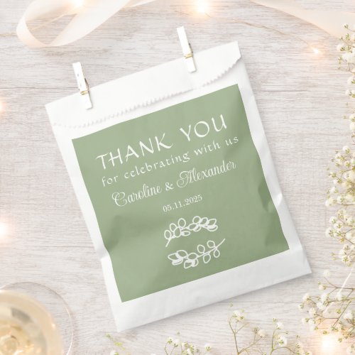 Sage Green Simple Elegant Modern Script Wedding Favor Bag