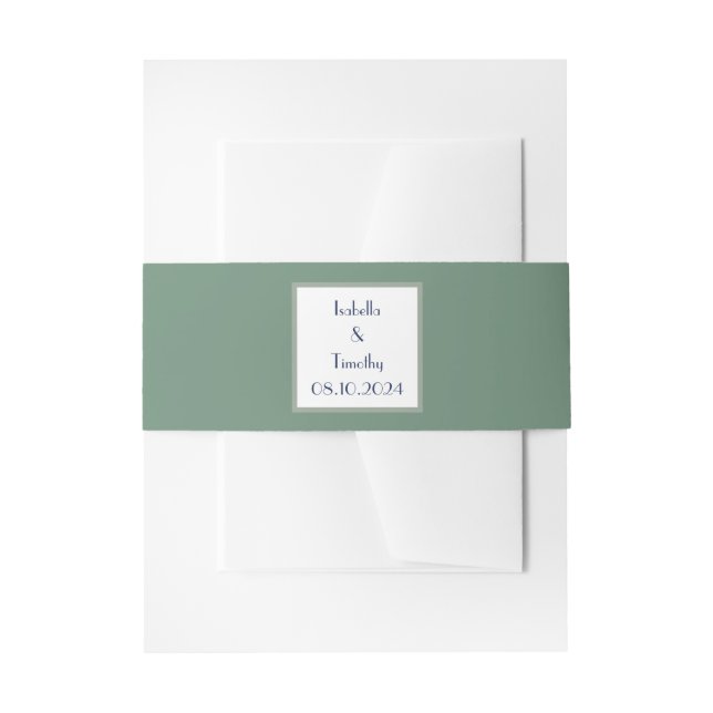 Sage Green Simple Elegant Modern Wedding Invitation Belly Band (Front Example)