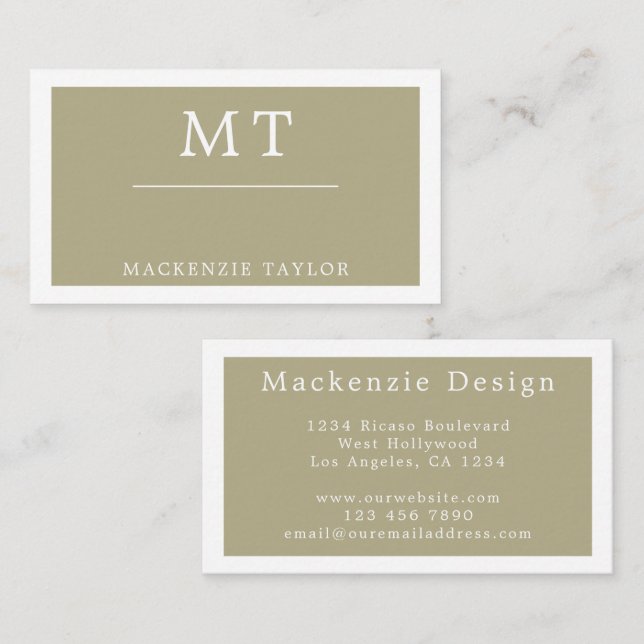 Sage Green Simple Elegant Professional Business Card (Front/Back)