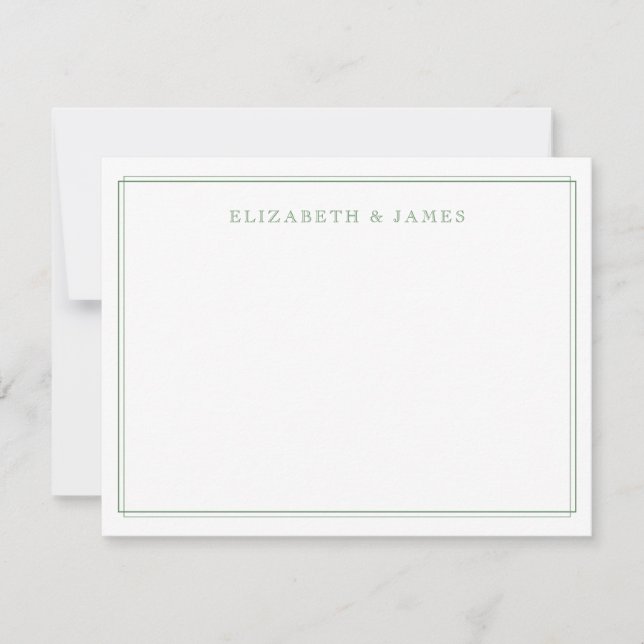 Sage Green Simple Elegant Vintage Personalized Note Card (Front)
