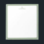 Sage Green | Simple Heart Personalized Notepad<br><div class="desc">This custom notepad features a simple color edge and a cute heart. Personalize the text with your name or any text. This personalized notepad will be a perfect gift for a teacher,  friends or yourself. More designs are available at my shop BaraBomStudio. Thank you!</div>
