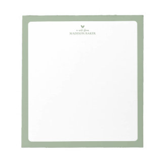 Sage Green | Simple Heart Personalized Notepad