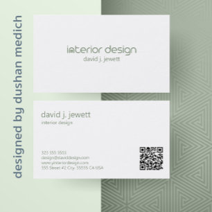 Sage Green Simple Interior Design Logo  Business Card