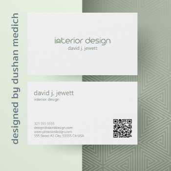 Sage Green Simple Interior Design Logo  Business Card by artOnWear at Zazzle