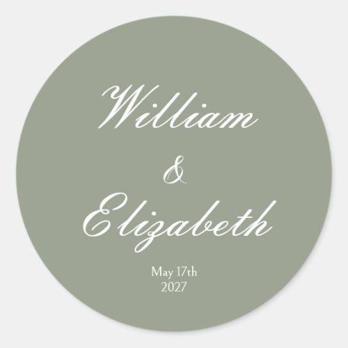Sage Green Simple Minimalistic Wedding Sticker
