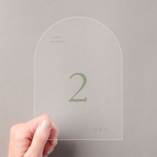 Sage Green Simple Modern Acrylic Arch Table Number