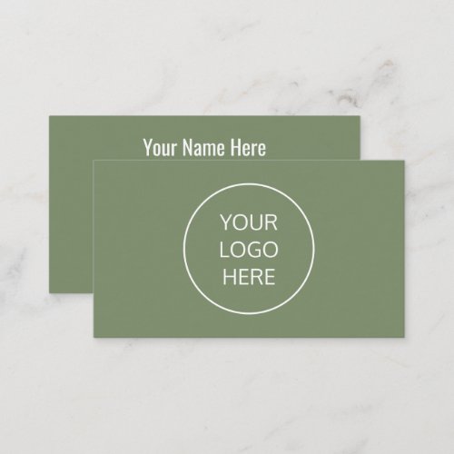 Sage Green Simple Modern Add Your Logo Business Card