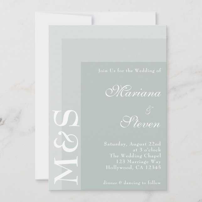 Sage Green Simple Modern Chic Script Wedding Invitation (Front)