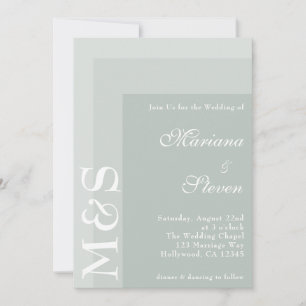 Sage Green Simple Modern Chic Script Wedding Invitation