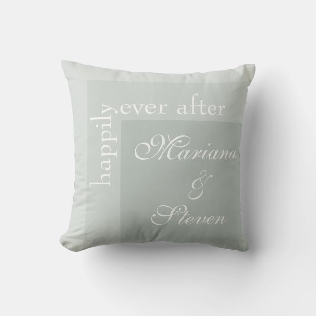 Sage Green Simple Modern Chic Script Wedding Throw Pillow (Front)