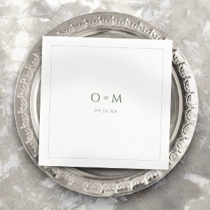 Sage Green Simple Modern Classy Wedding Monogram Napkins