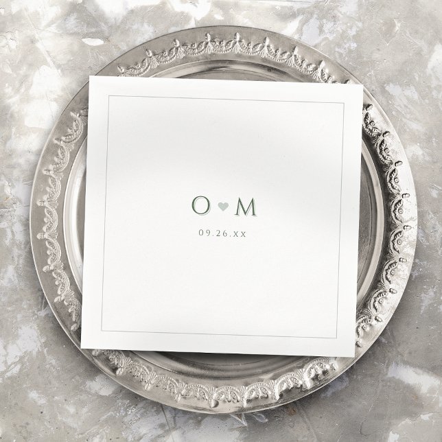 Sage Green Simple Modern Classy Wedding Monogram Napkins (Sage Green Simple Modern Classy Wedding Monogram Napkins)