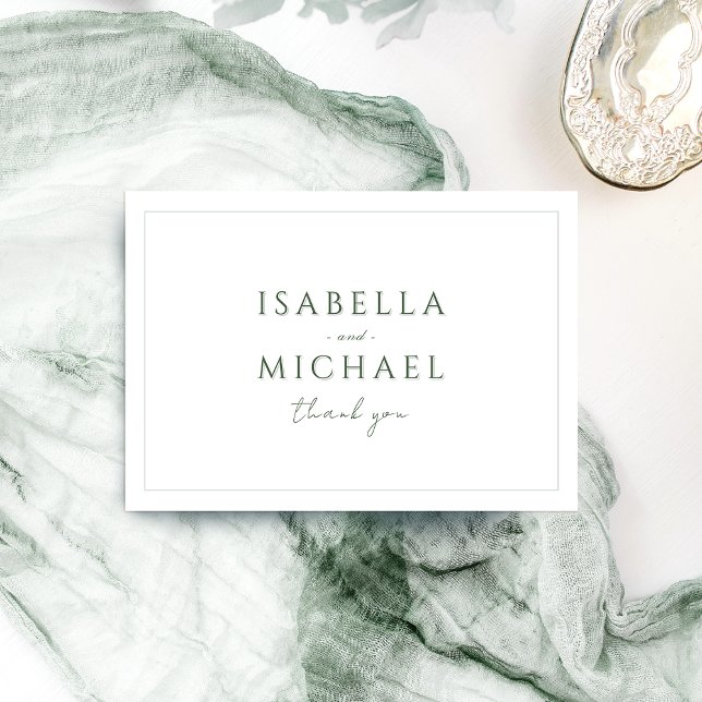 Sage Green Simple Modern Classy Wedding Thank You Card (Sage Green Simple Modern Classy Wedding Thank You)