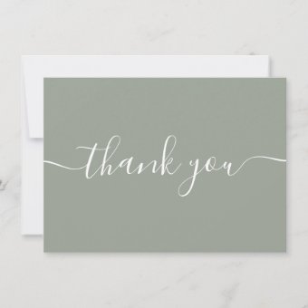 Sage Green Simple Modern Elegant Script Thank You Card | Zazzle