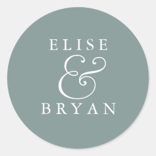 Sage Green Simple Modern Elegant Wedding Classic Round Sticker