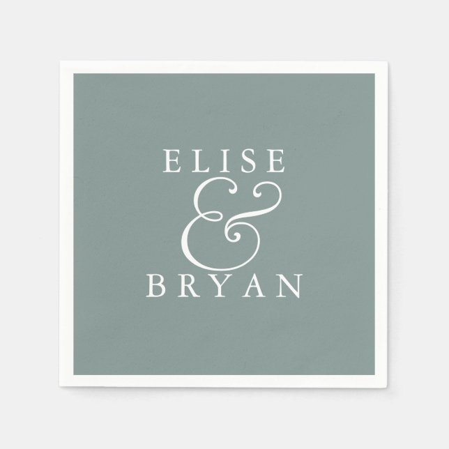 Sage Green Simple Modern Elegant Wedding Napkin (Front)