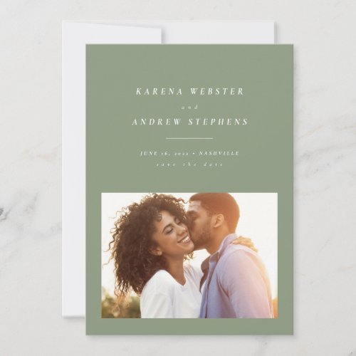 Sage green simple modern photo save the date
