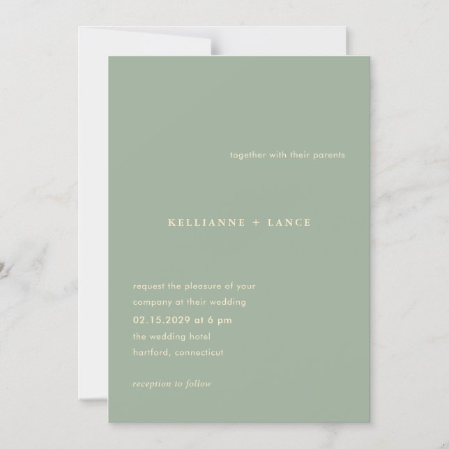 Sage Green Simple Modern Wedding Magnetic Invitation (Front)
