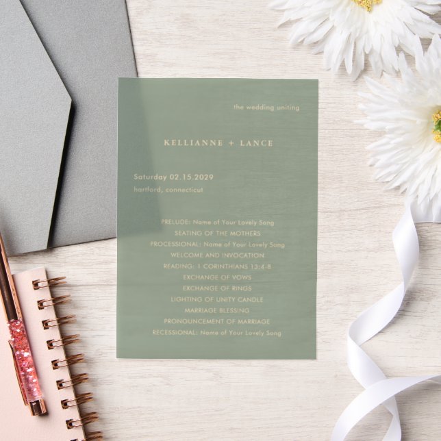 Sage Green Simple Modern Wedding Program (Wedding)