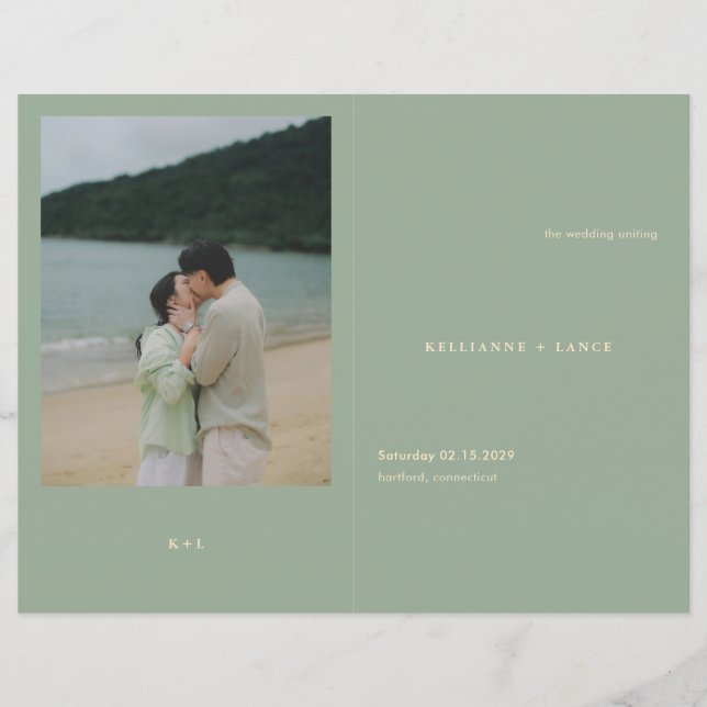 Sage Green Simple Modern Wedding Program (Front)