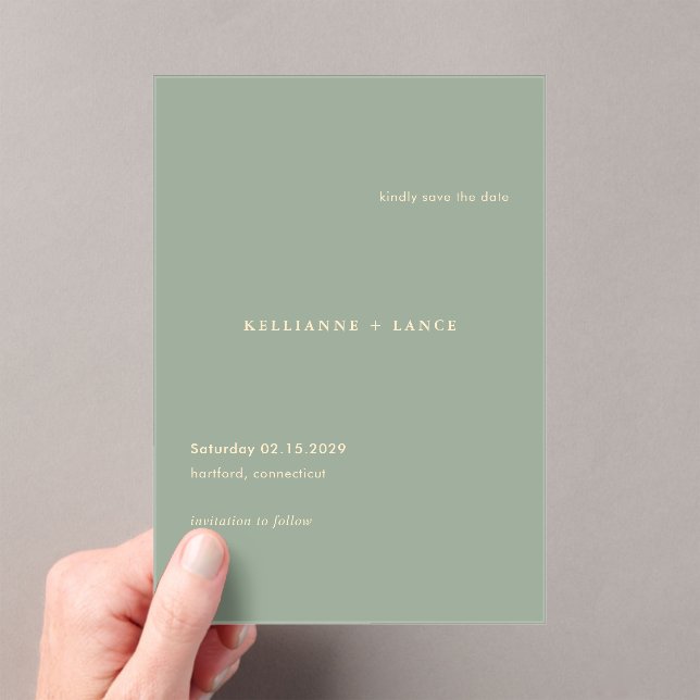 Sage Green Simple Modern Wedding Save the Date (Insitu (Handheld))