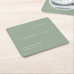 Sage Green Simple Modern Wedding Square Paper Coaster<br><div class="desc">Modern style wedding coasters featuring a simple yet elegant design.</div>