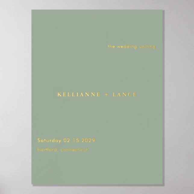 Sage Green Simple Modern Wedding Welcome Sign (Front)