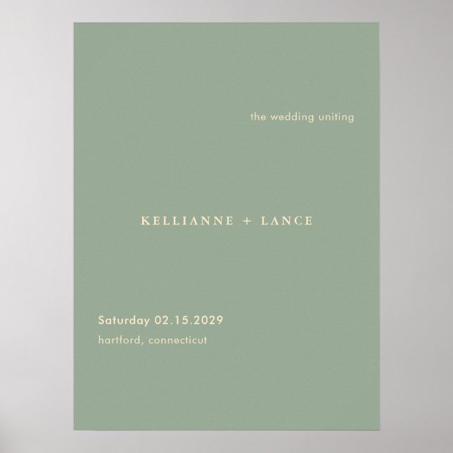 Sage Green Simple Modern Wedding Welcome Sign (Front)