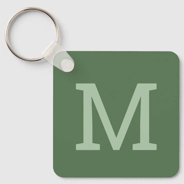 Sage Green Simple Monogram Initial Keychain (Front)