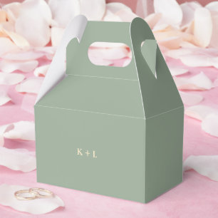 Sage Green Simple Monogram Modern Wedding Favor Boxes