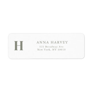 Sage Green Simple Monogram Return Address Label