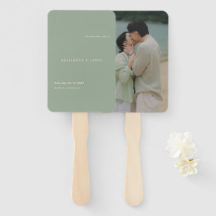 Sage Green Simple Photo Modern Wedding Hand Fan