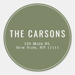 Sage Green Simple Round Return Address Label
