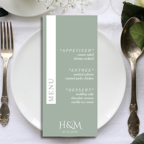 Sage Green Simple Stripe Dinner Wedding Reception Menu