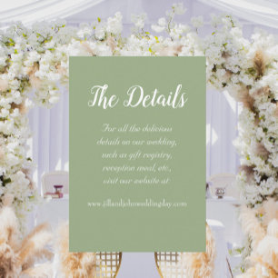 Sage Green Simple Style Wedding Details Enclosure Card