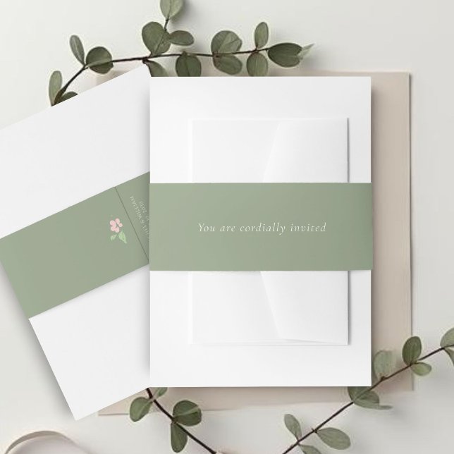 Sage Green | Simple Stylish Wedding Invitation  Belly Band (Creator Uploaded)