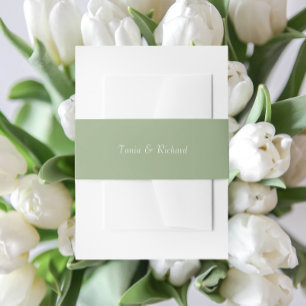 Sage Green Simple Stylized Name Wedding Invitation Belly Band