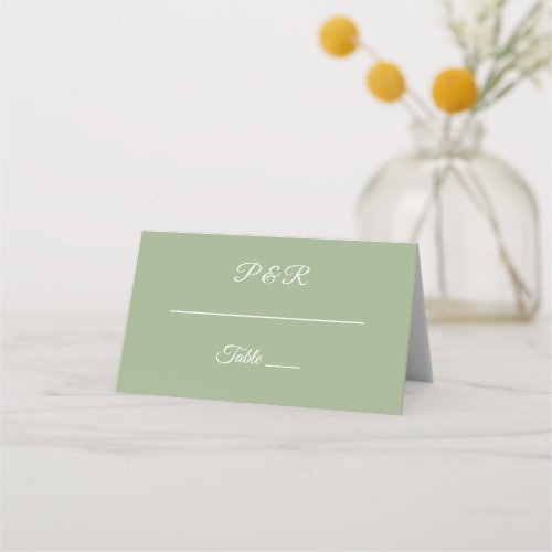 Sage Green Simple Stylized Script Wedding Place Card