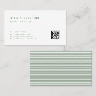 Sage Green Simple Typography QR Code Minimalist Business Card